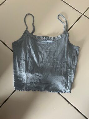 American Eagle Outfitters Pale Blue Lace-Trim Cami Tank